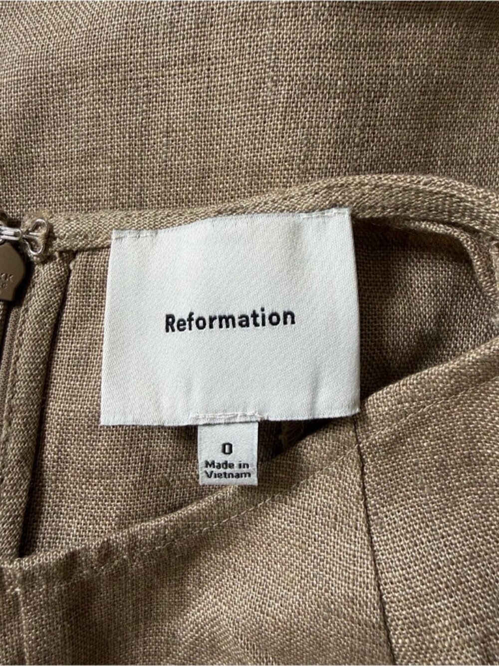 NEW Reformation Cecilia Linen Sleeveless Maxi Dress Dark Oatmeal Tan | US 0 UK 4 - Picture 11 of 12